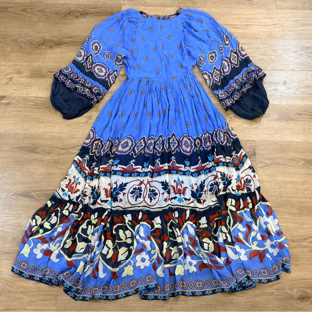 FARM Rio Anika Tiles Long Sleeve Blue Maxi Dress - Picture 11 of 16